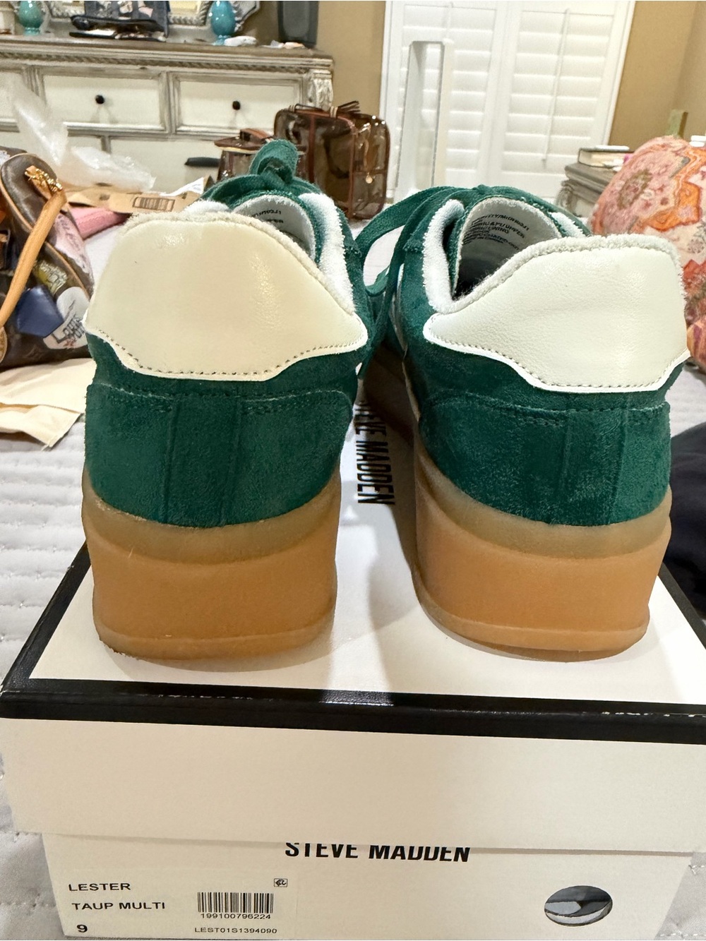 Madden Girl Green Suede Sneakers with Gum Sole - Picture 3 of 5